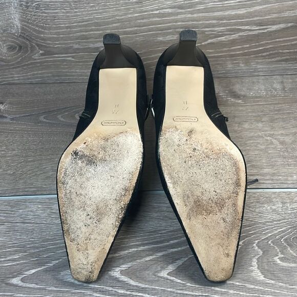 Coach Abby Y2K Black Leather Canvas “C”Monogram Women’s Sz 7.5B Zip Kitten Heels - Picture 7 of 12